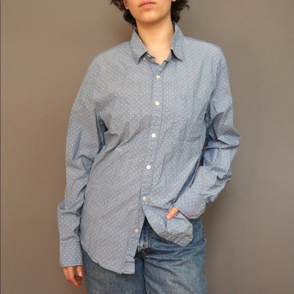 Light Blue Button Up w/ White Dots - Picture 3 of 4